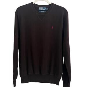 Vintage 90s Polo Ralph Lauren Knit Cotton Crewneck Logo Sweater Brown Size M